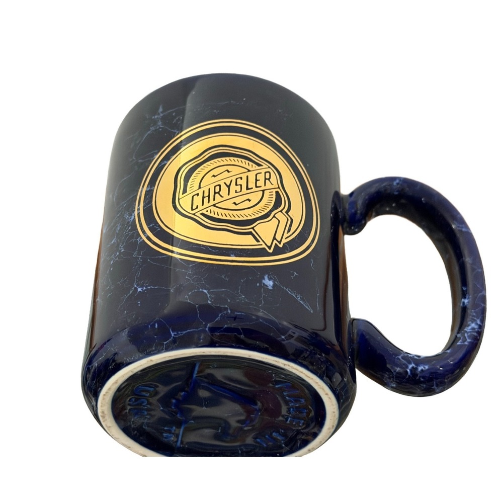 Chrysler Cobalt Blue Marbled Vintage Coffee Mug Advertisement Logo Made in USA